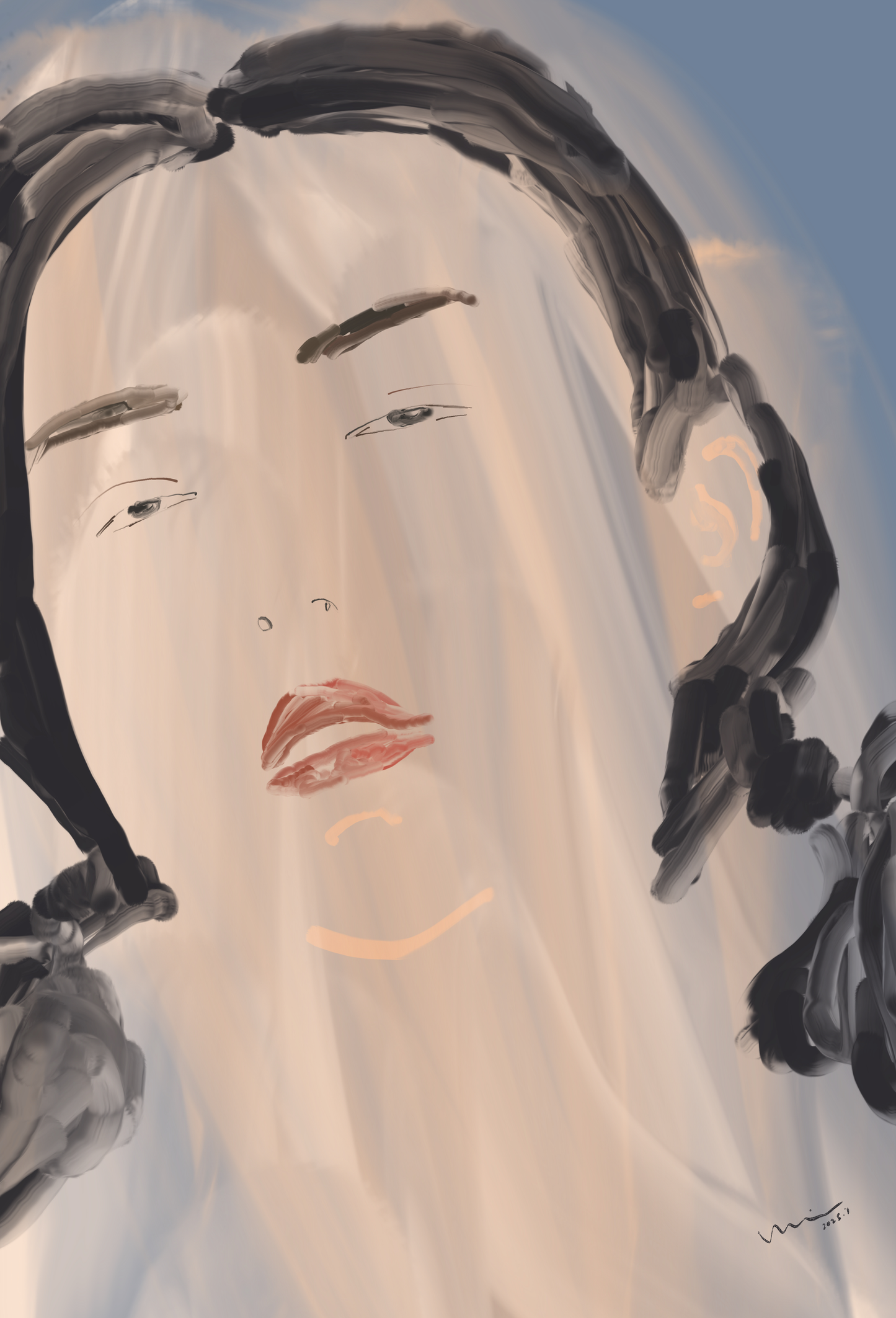 Growing Under the Veil | 《罩中生长》 — Digital Art (119.94cm x 176.39cm, 2025)