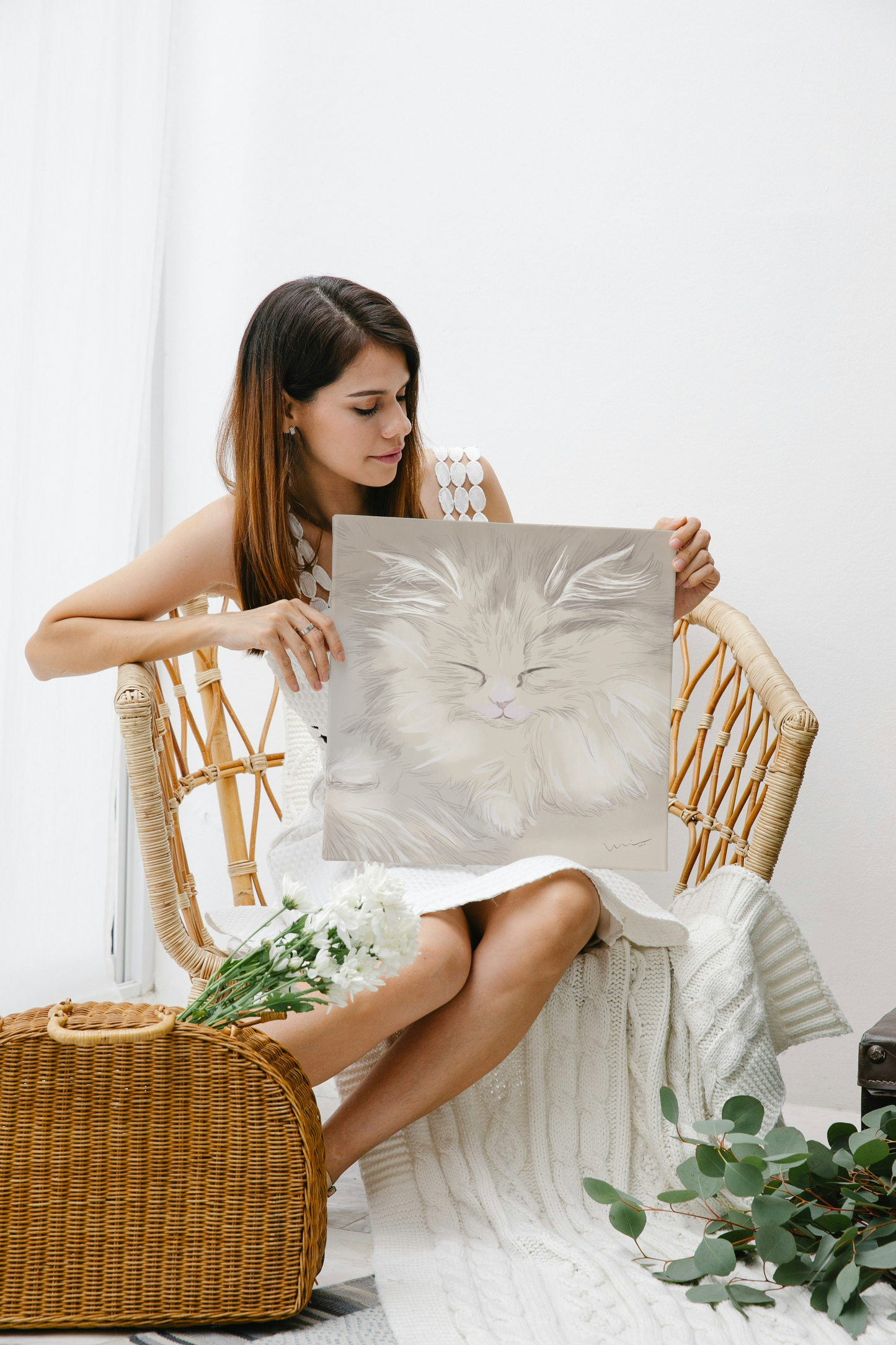 Catnap at the Window | 《眯眼小憩》 — Digital Art (176.39cm x 176.39cm, 2025)