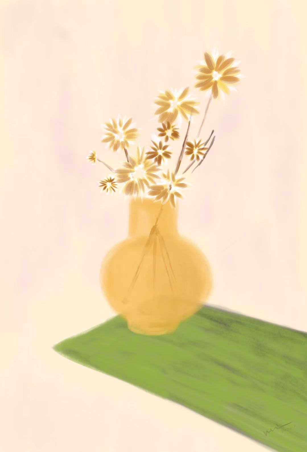 Solitude with Dried Chrysanthemums - Digital Art Print