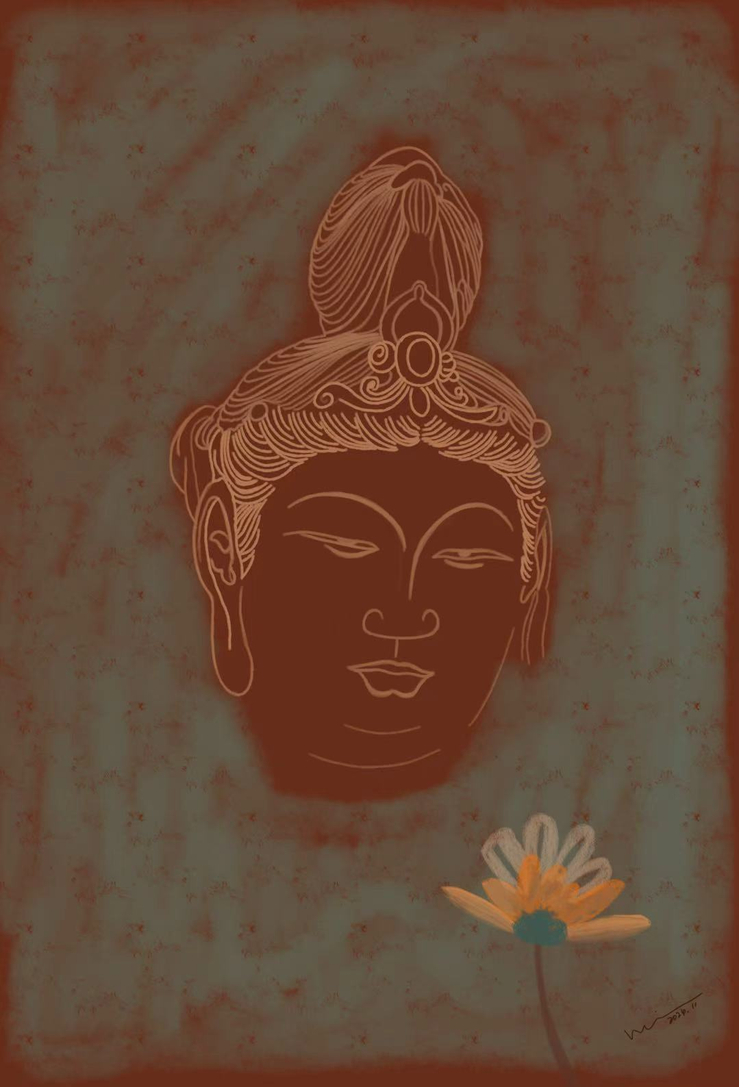 Lotus Blessing 莲映福泽 — Digital Art 38cm x 56cm (2024)