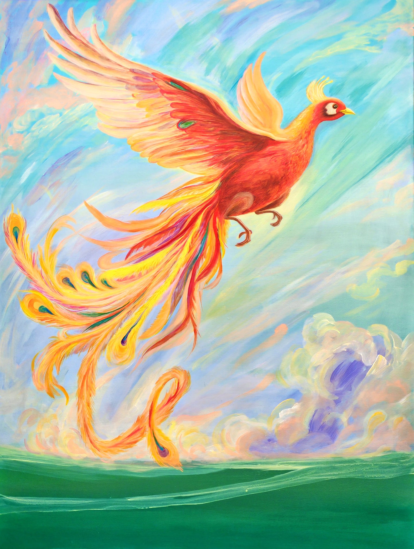 无相系列-《炽翎逸雀》 -布面丙烯-尺寸90 x120cm-全球1