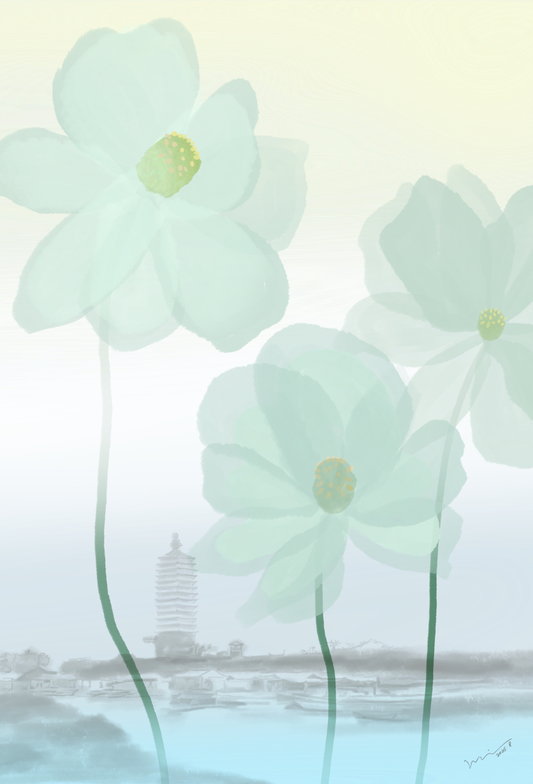 Lotus Reflections of Beijing | 《荷映京华》 — Digital Art (119.94cm x 176.39cm, 2025)