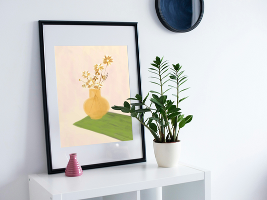 Solitude with Dried Chrysanthemums - Digital Art Print