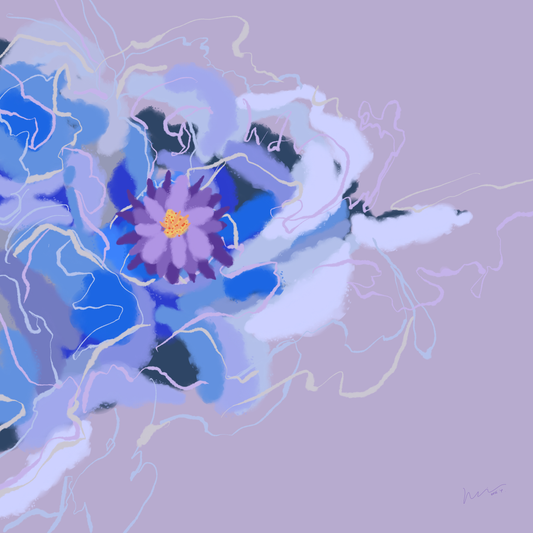 Purple Dream Lotus | 《紫梦幻莲》 — Digital Art (141.11cm x 141.11cm, 2025)