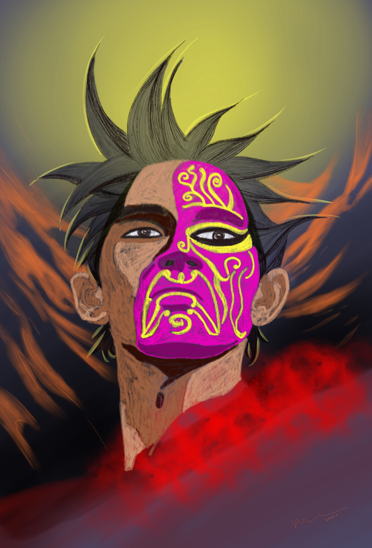 Flame‑Marked Breaker | 《焰纹破界者》 — Digital Art (119.94cm x 176.39cm, 2025)